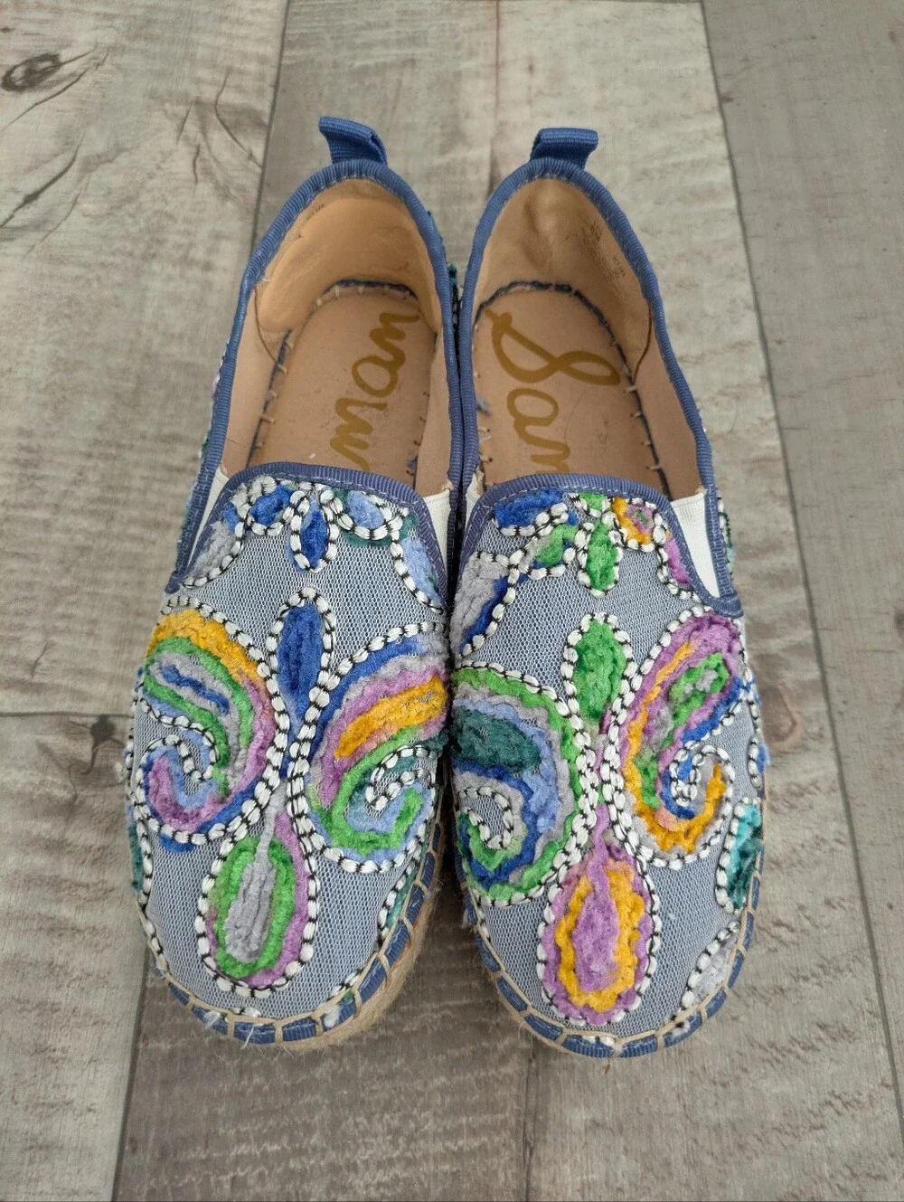 SAM EDELMAN Women's 6  Carrin Multi Color Embroidered Paisley Espadrilles